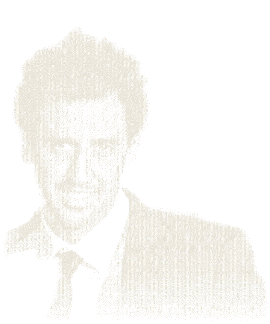Stippled ink drawing of Aviv Moshe Elbag
